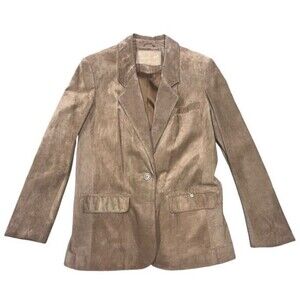 Eitenne Aigner Tan Suede Leather Blazer Jacket Coat Womens Size 8